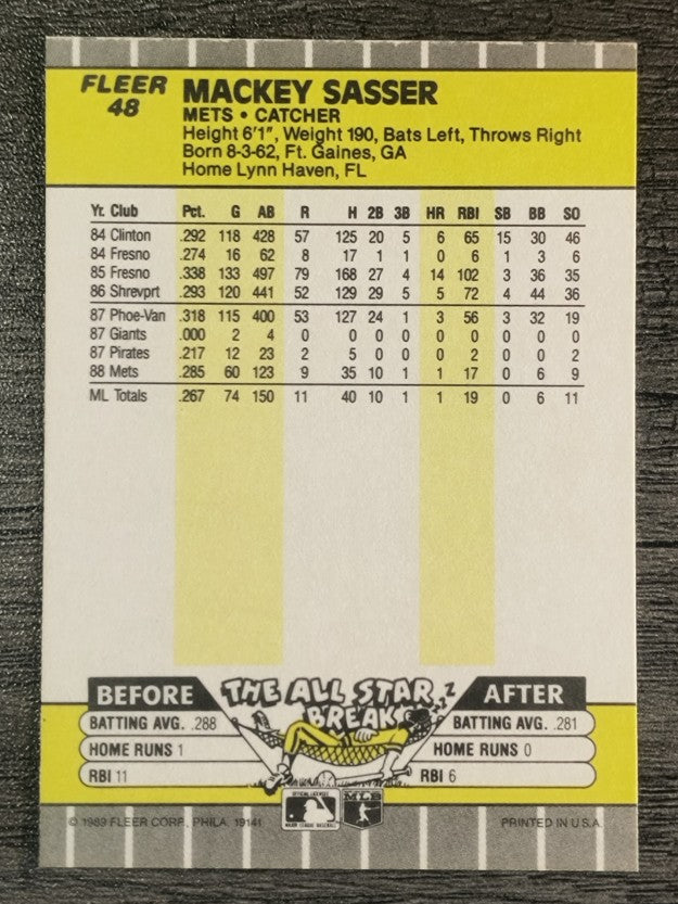 1989 Fleer #48 Mackey Sasser