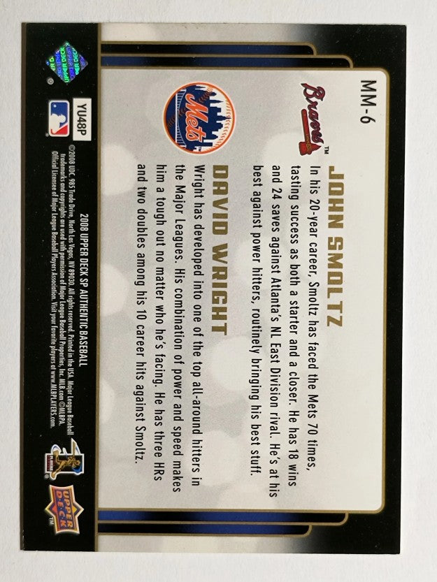 2008 SP Authentic Marquee Matchups #MM6 John Smoltz/David Wright
