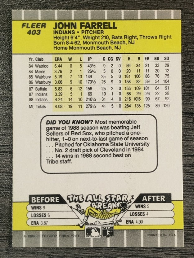 1989 Fleer #403 John Farrell