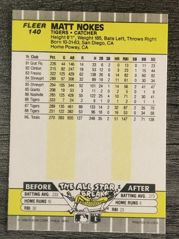 1989 Fleer #140 Matt Nokes