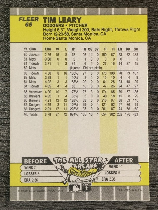 1989 Fleer #65 Tim Leary