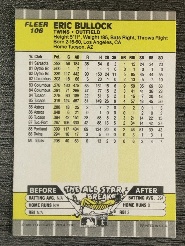1989 Fleer #106 Eric Bullock