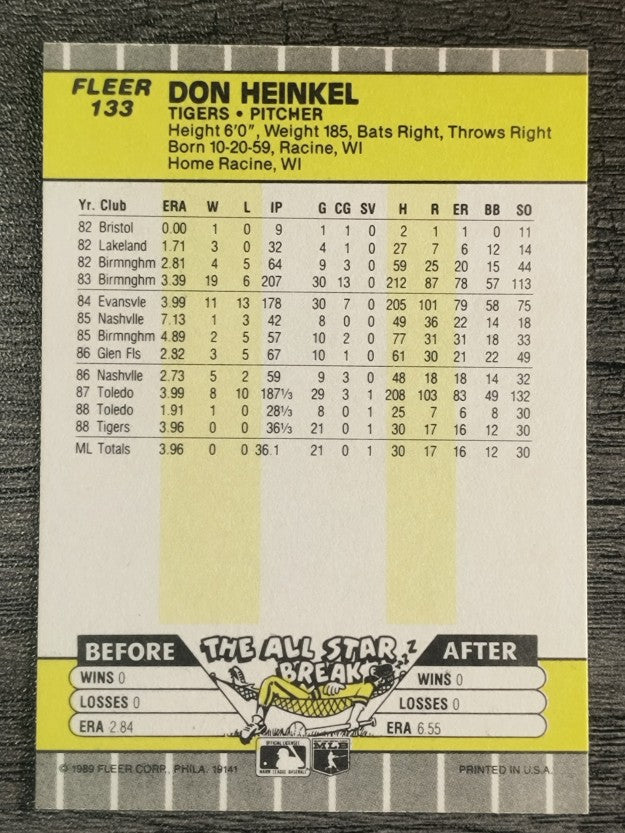 1989 Fleer #133 Don Heinkel