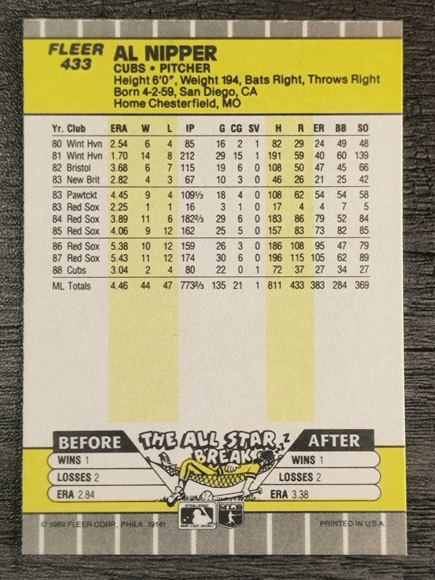 1989 Fleer #433 Al Nipper