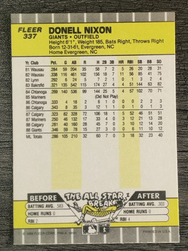 1989 Fleer #337 Donell Nixon