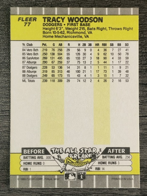 1989 Fleer #77 Tracy Woodson