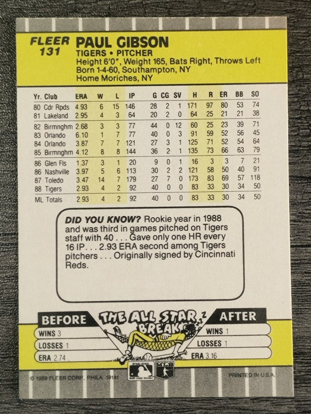 1989 Fleer #131 Paul Gibson