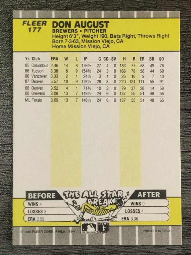 1989 Fleer #177 Don August