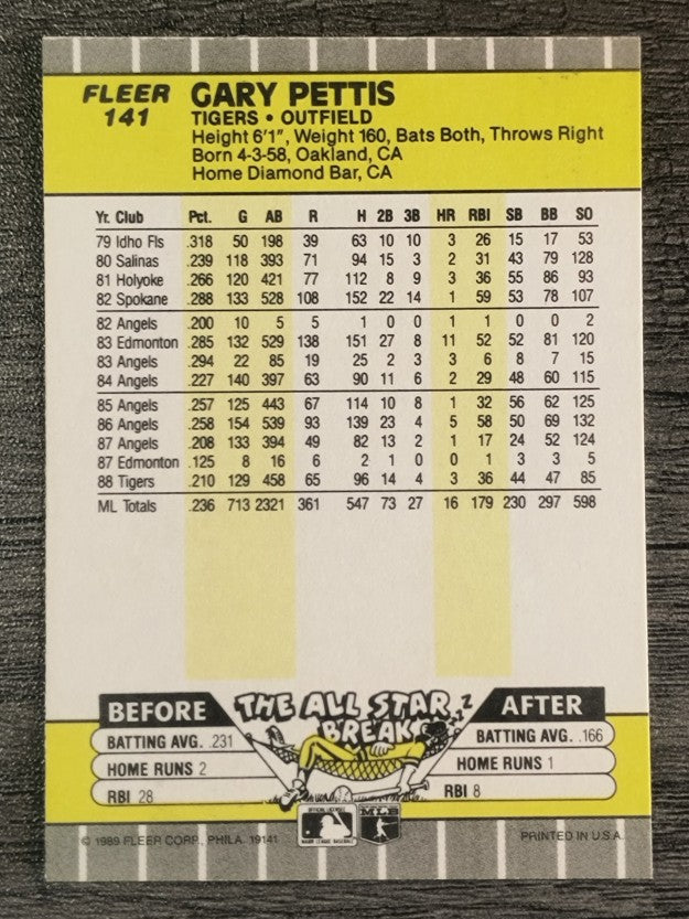 1989 Fleer #141 Gary Pettis