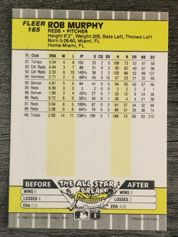 1989 Fleer #165 Rob Murphy