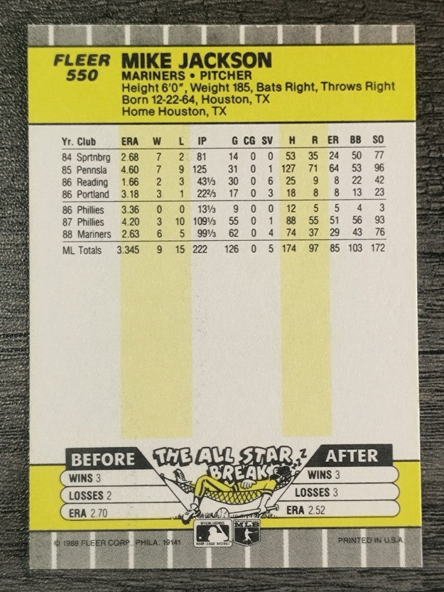 1989 Fleer #550 Mike Jackson
