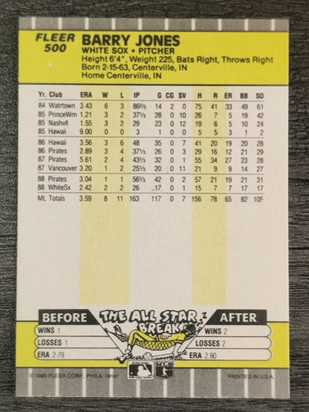 1989 Fleer #500 Barry Jones