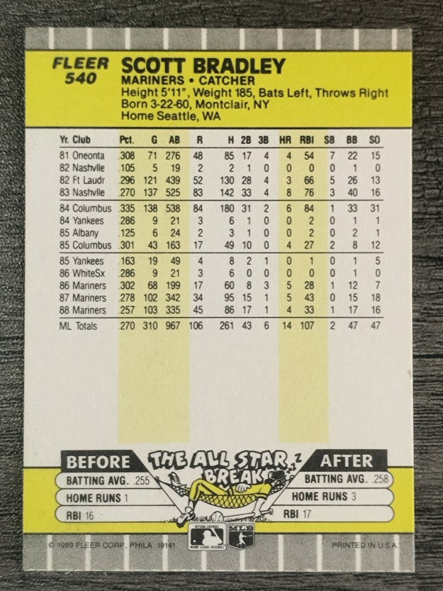 1989 Fleer #540 Scott Bradley