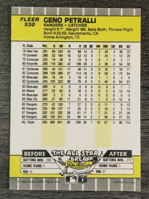 1989 Fleer #530 Geno Petralli
