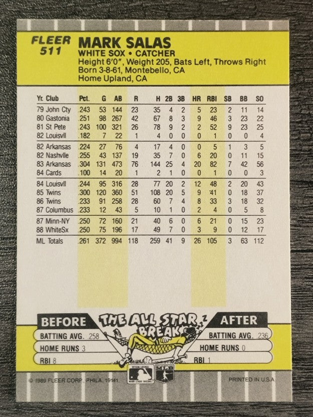 1989 Fleer #511 Mark Salas