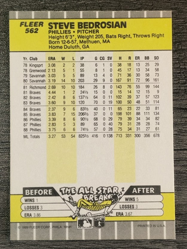 1989 Fleer #562 Steve Bedrosian