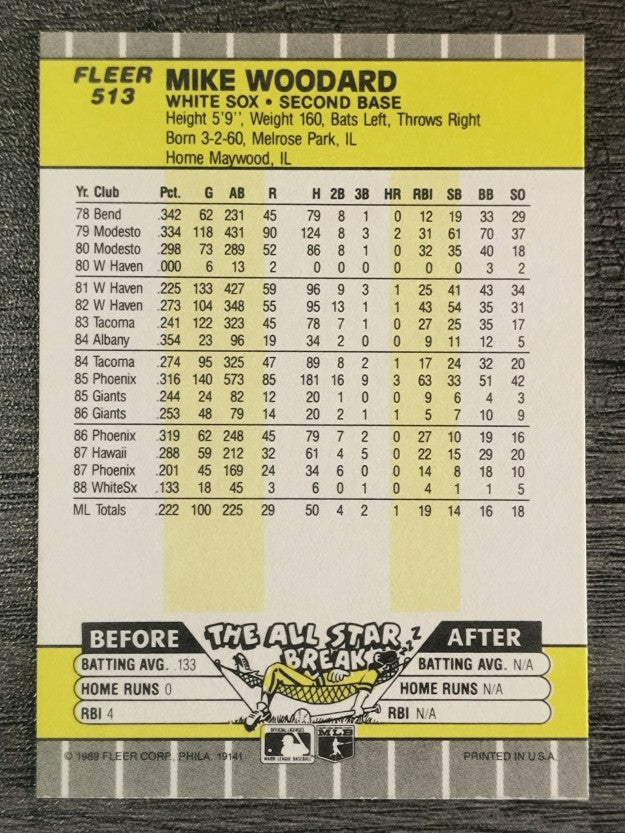 1989 Fleer #513 Mike Woodard