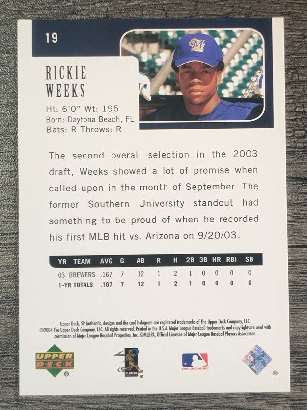 2004 SP Authentic #19 Rickie Weeks