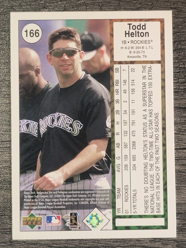 2002 UD Authentics #166 Todd Helton
