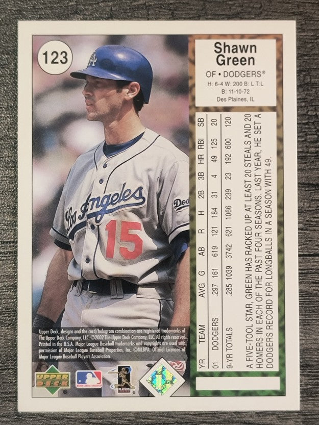 2002 UD Authentics #123 Shawn Green