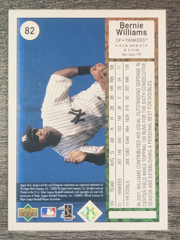 2002 UD Authentics #82 Bernie Williams