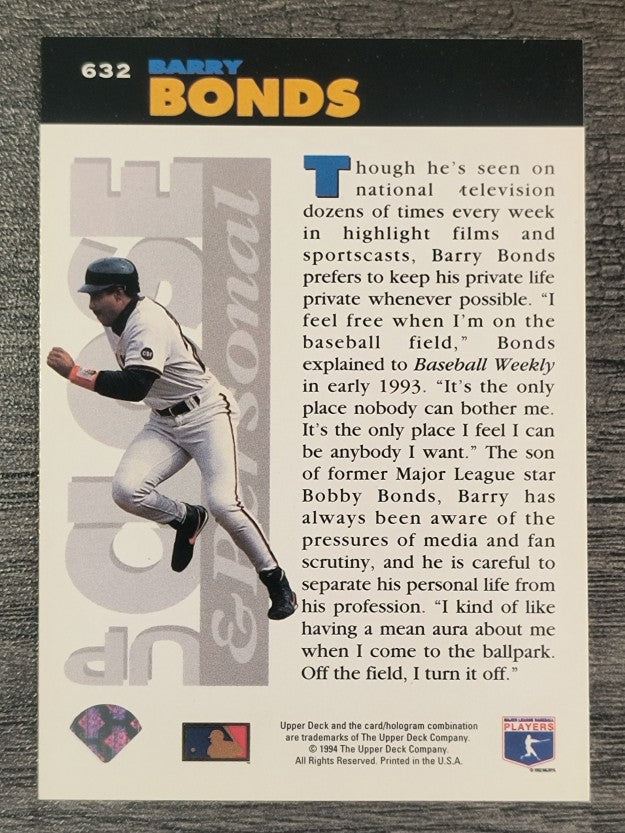 1994 Collector's Choice #632 Barry Bonds UP