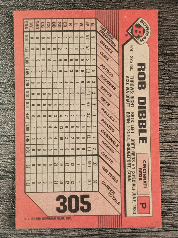1989 Bowman #305 Rob Dibble RC