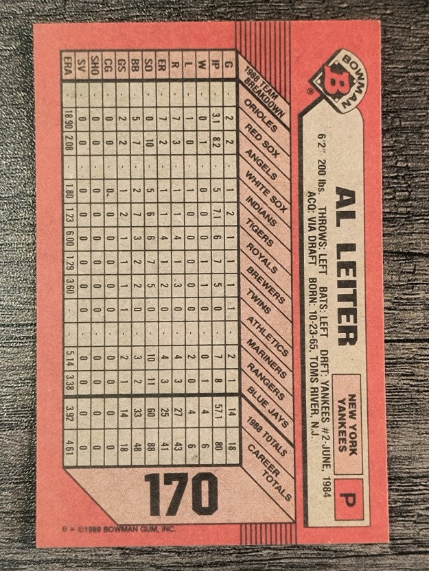1989 Bowman #170 Al Leiter