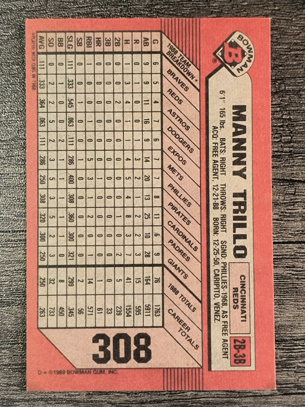 1989 Bowman #308 Manny Trillo