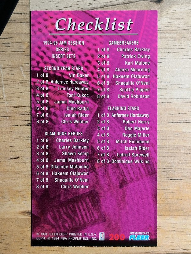 1994-95 Jam Session #200 Checklist