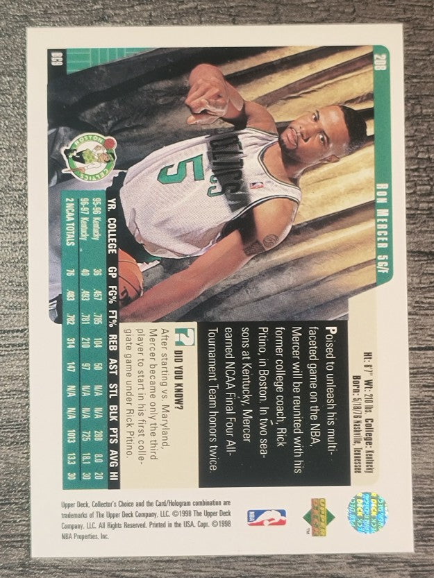1997-98 Collector's Choice #208 Ron Mercer RC