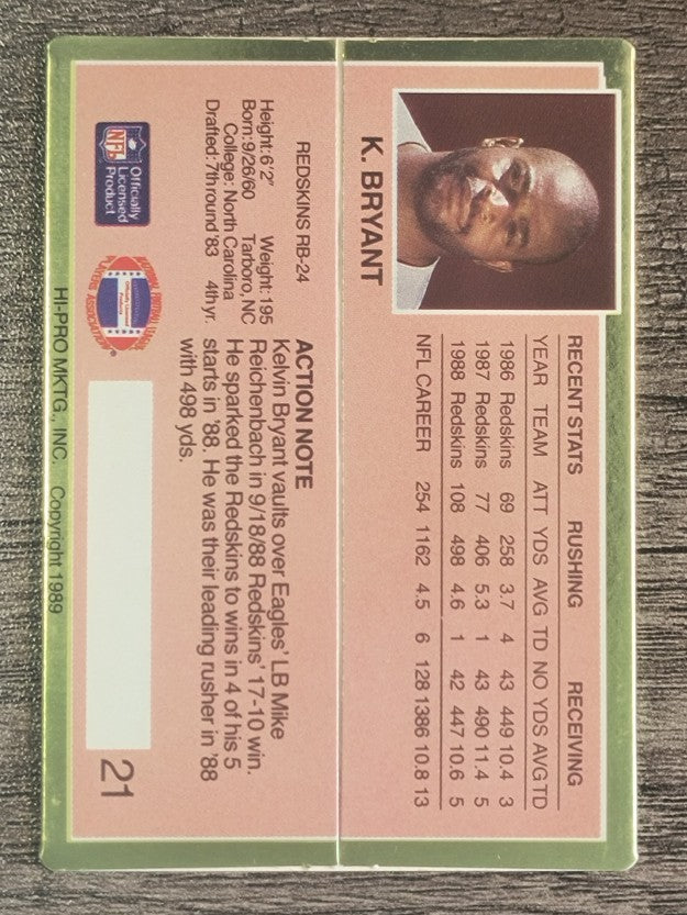 1989 Action Packed Test #21 Kelvin Bryant