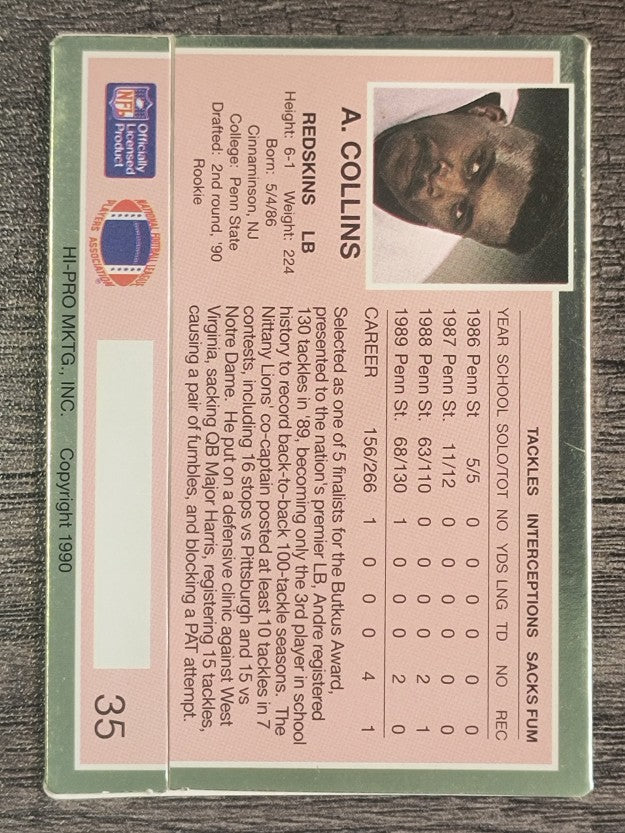 1990 Action Packed Rookie Update #35 Andre Collins RC