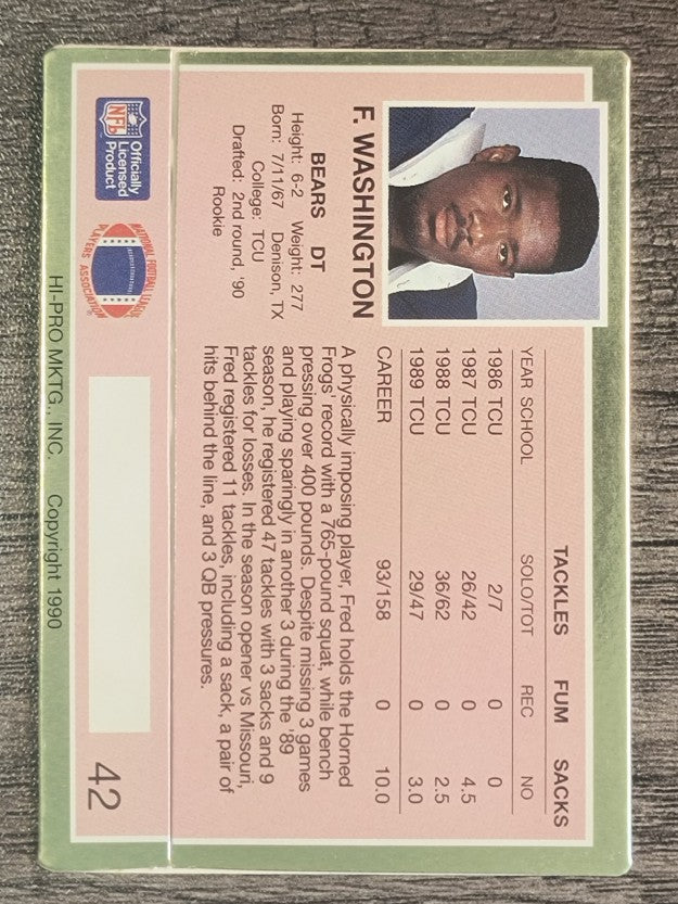1990 Action Packed Rookie Update #42 Fred Washington RC