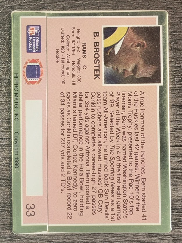 1990 Action Packed Rookie Update #33 Bern Brostek RC