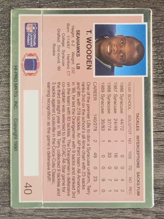 1990 Action Packed Rookie Update #40 Terry Wooden RC