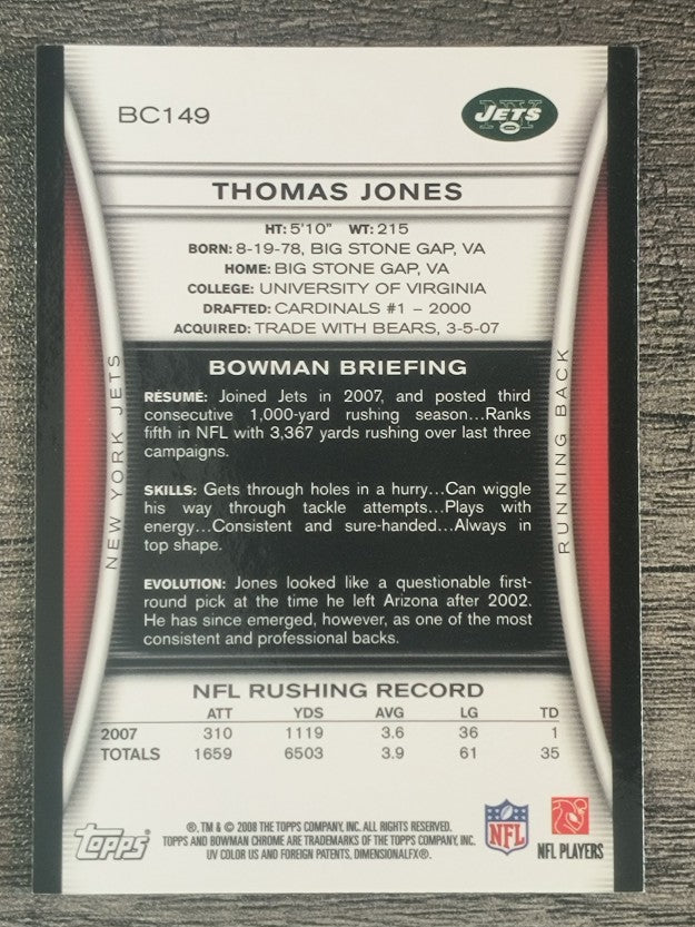 2008 Bowman Chrome #BC149 Thomas Jones