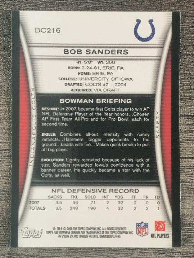 2008 Bowman Chrome #BC216 Bob Sanders