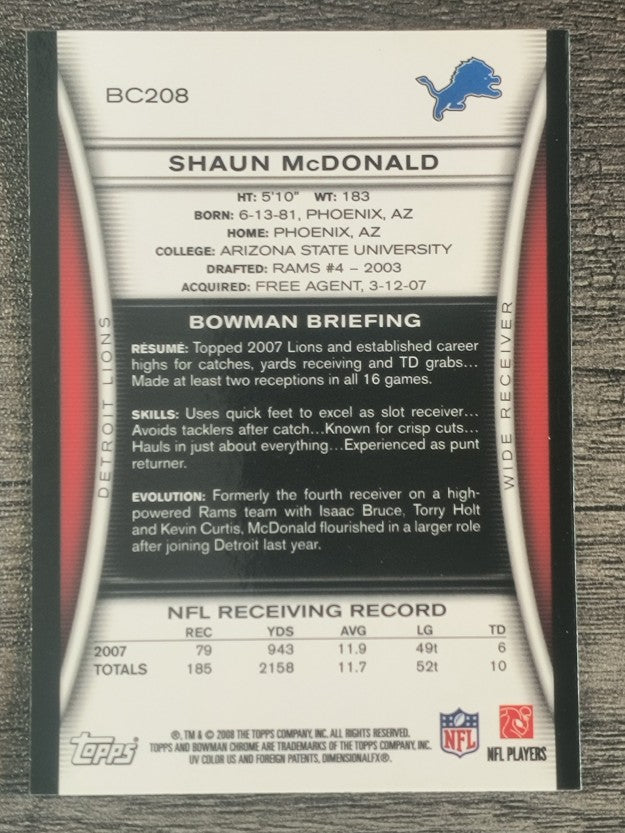 2008 Bowman Chrome #BC208 Shaun McDonald