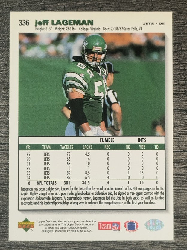 1995 Collector's Choice #336 Jeff Lageman