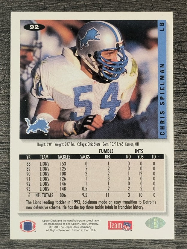 1994 Collector's Choice #92 Chris Spielman