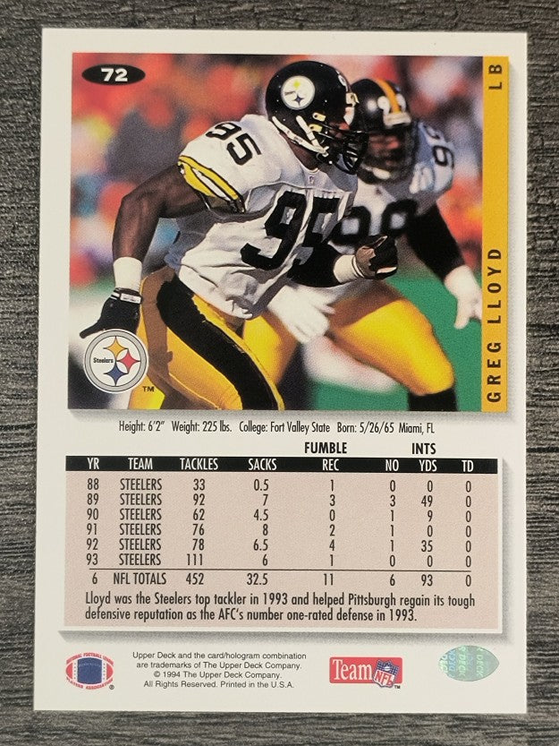 1994 Collector's Choice #72 Greg Lloyd