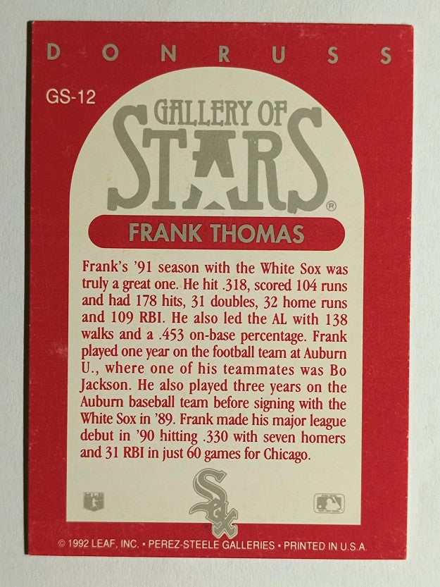 1992 Triple Play Gallery #GS12 Frank Thomas