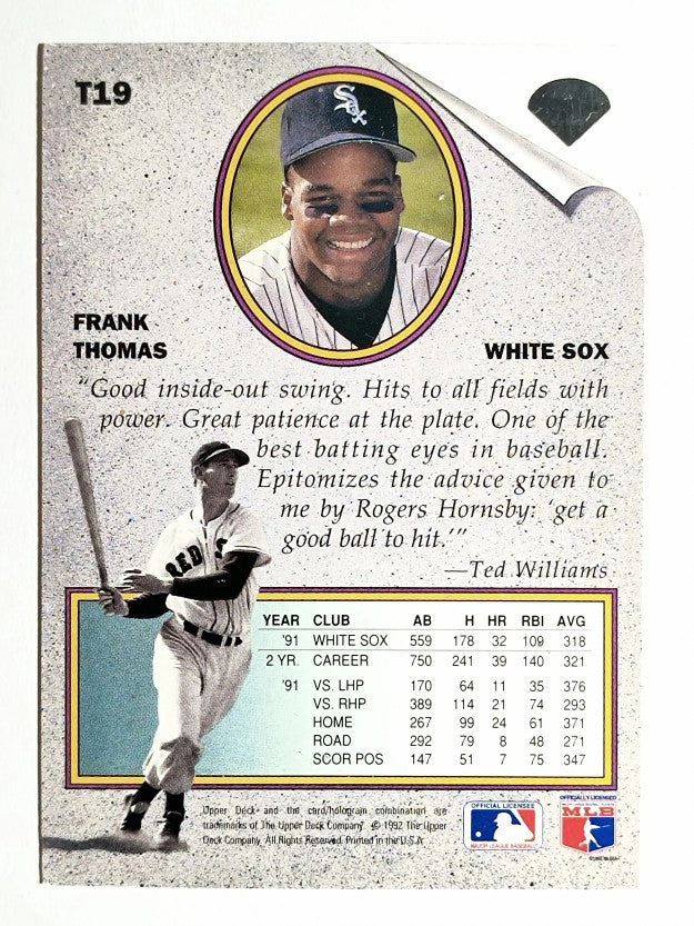 1992 Upper Deck Williams Best #T19 Frank Thomas