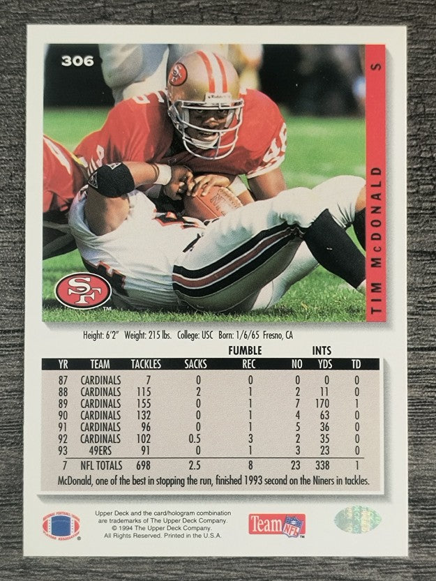 1994 Collector's Choice #306 Tim McDonald