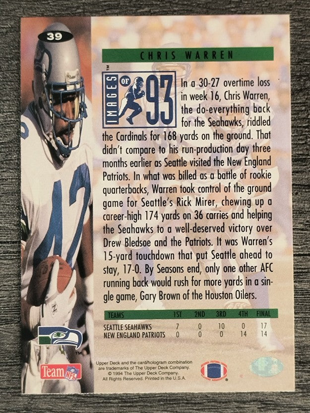 1994 Collector's Choice #39 Chris Warren I93