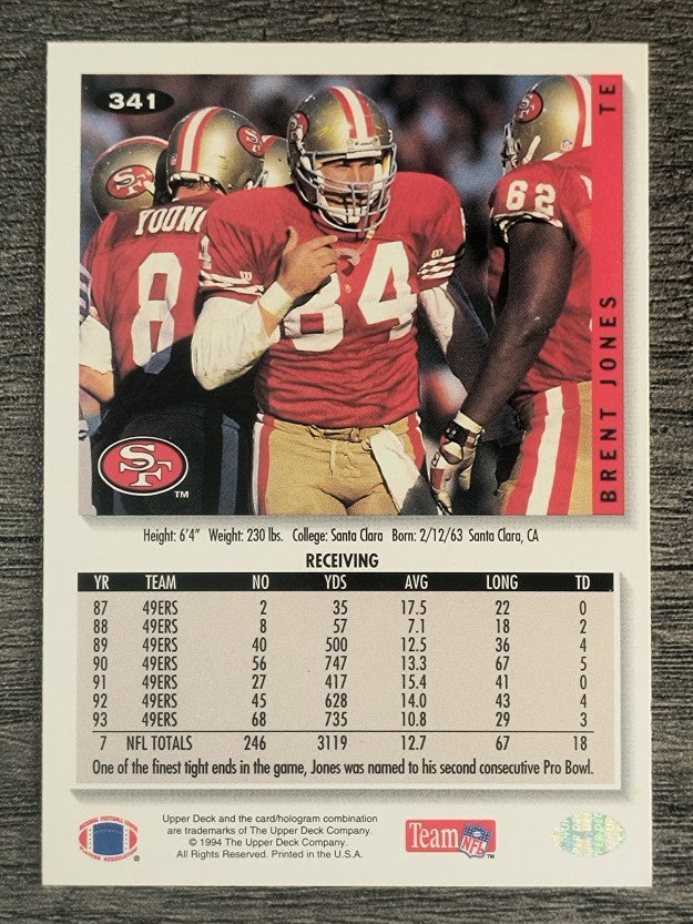 1994 Collector's Choice #341 Brent Jones