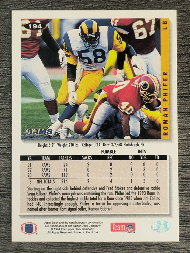1994 Collector's Choice #194 Roman Phifer