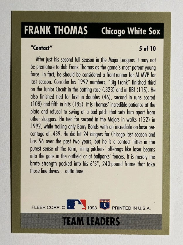 1993 Fleer Team Leaders #AL5 Frank Thomas