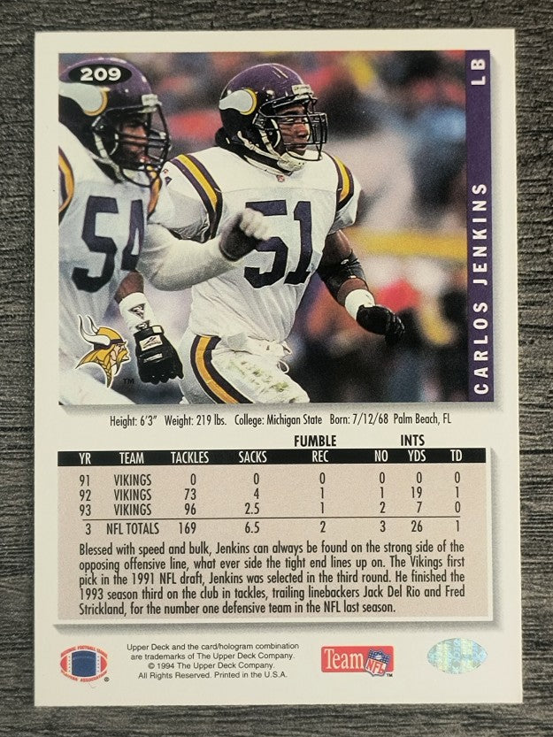 1994 Collector's Choice #209 Carlos Jenkins